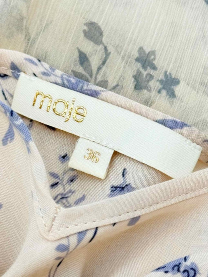 Pre-loved MAJE Rima Beige Floral Print Size US 4 Midi Dress at Reems Closet