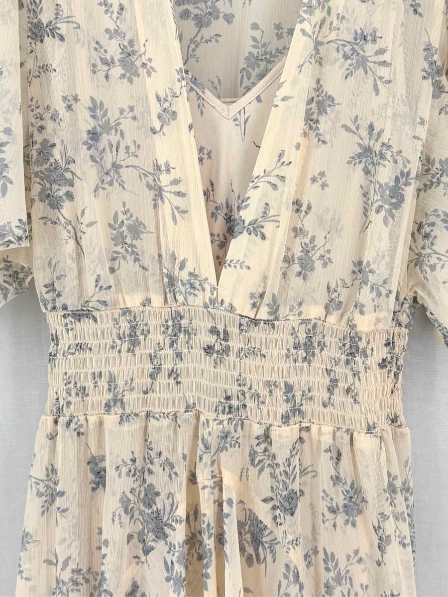 Pre-loved MAJE Rima Beige Floral Print Size US 4 Midi Dress at Reems Closet