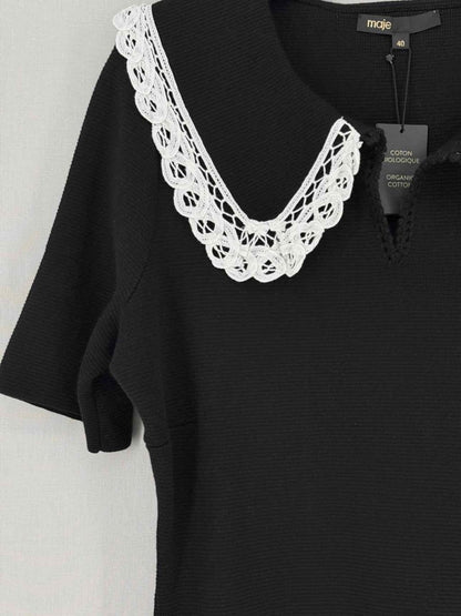 Pre - loved MAJE Rimandal Black Size US 8 Short Dress at Reems Closet