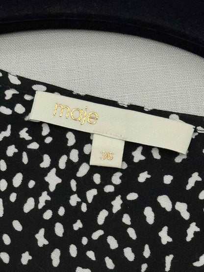 Pre-loved MAJE Rosila Black & White Size US 4 Midi Dress at Reems Closet