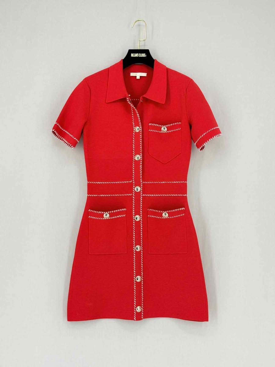 Pre - loved MAJE Ross Red Size US 2 Short Dress at Reems Closet