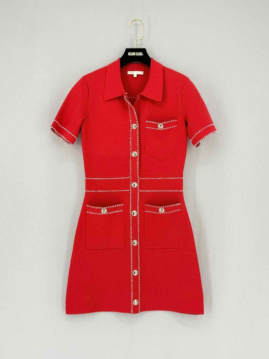 Pre - loved MAJE Ross Red Size US 2 Short Dress at Reems Closet