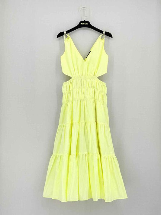Pre - loved MAJE Runnala Yellow Size US 4 Midi Dress at Reems Closet