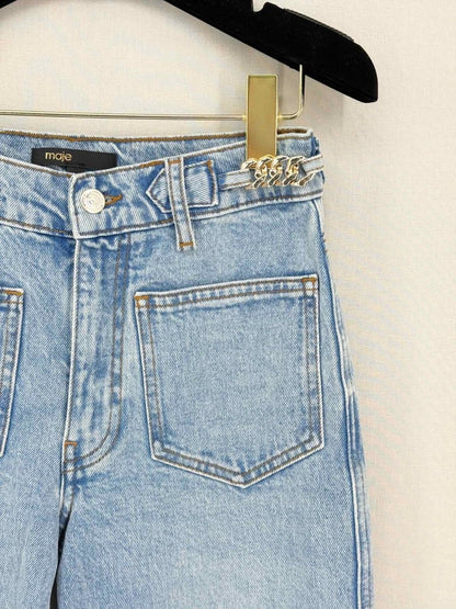 Pre-loved MAJE Straight Leg Faded Blue Size 24 Jeans at Reems Closet