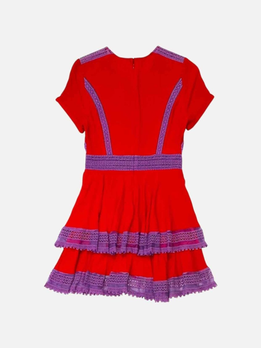 Pre - loved MAJE Tiered Red Knee Length Dress at Reems Closet