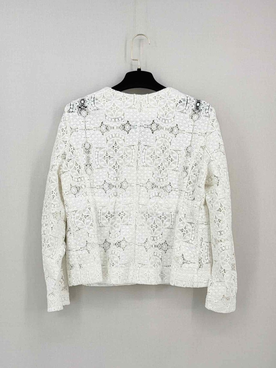 Pre - loved MAJE White Floral Size US 2 Cardigan at Reems Closet