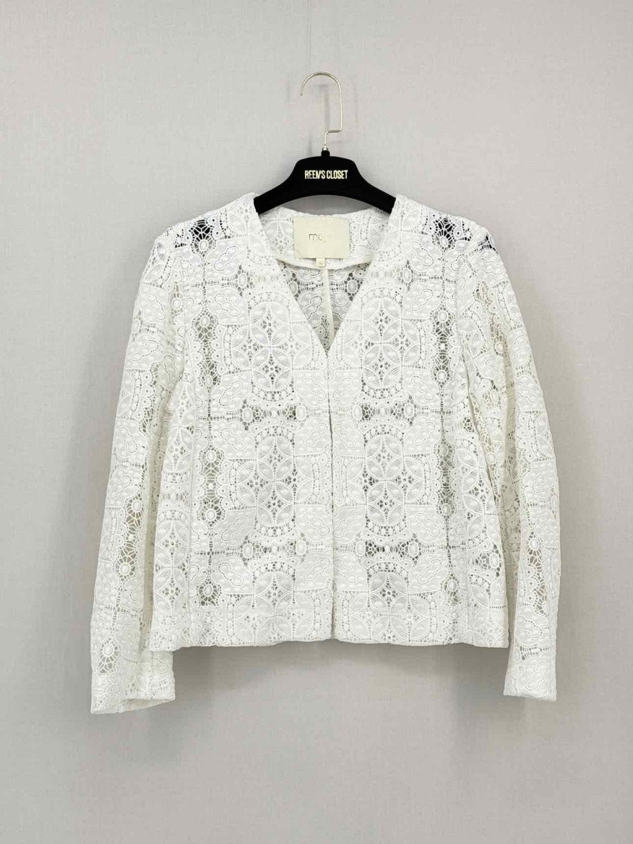 Pre - loved MAJE White Floral Size US 2 Cardigan at Reems Closet