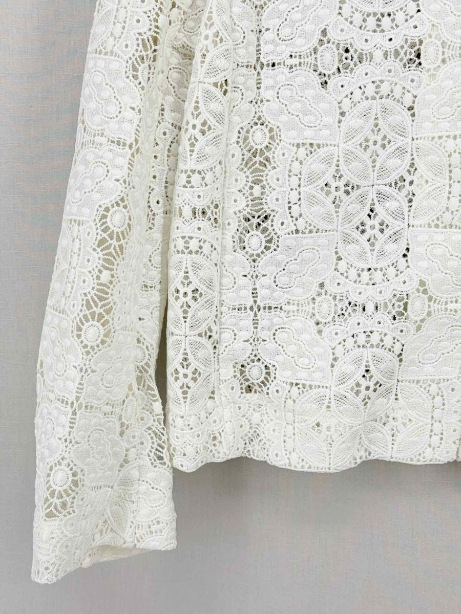 Pre - loved MAJE White Floral Size US 2 Cardigan at Reems Closet