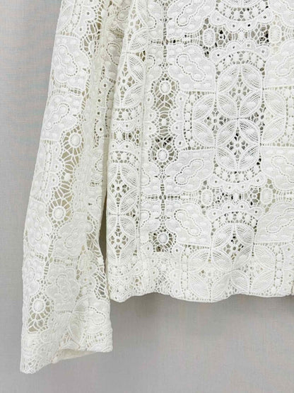 Pre - loved MAJE White Floral Size US 2 Cardigan at Reems Closet