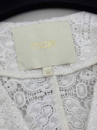 Pre - loved MAJE White Floral Size US 2 Cardigan at Reems Closet