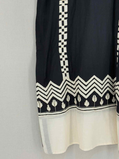 Pre - loved MAKSU Black & White Printed Size Small Midi Dress at Reems Closet