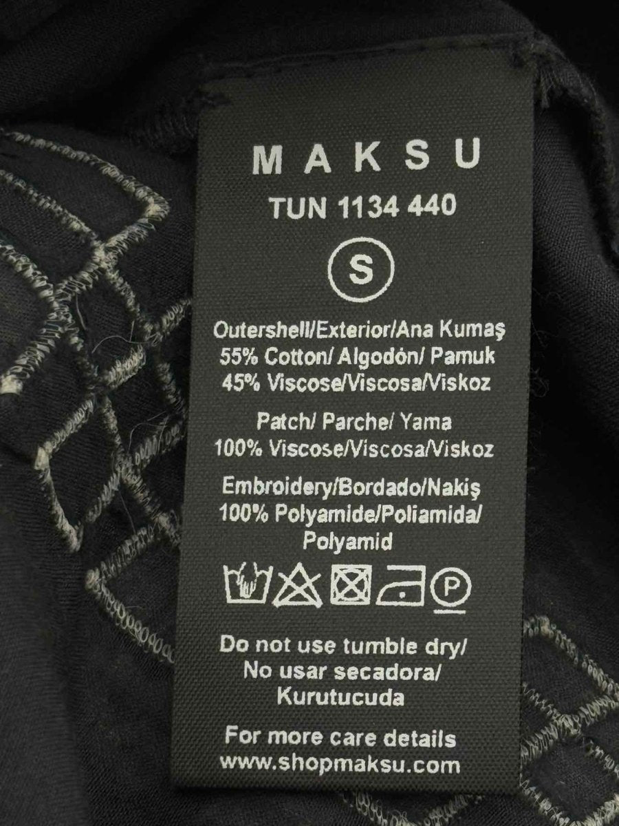 Pre - loved MAKSU Black & White Printed Size Small Midi Dress at Reems Closet