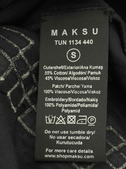 Pre - loved MAKSU Black & White Printed Size Small Midi Dress at Reems Closet