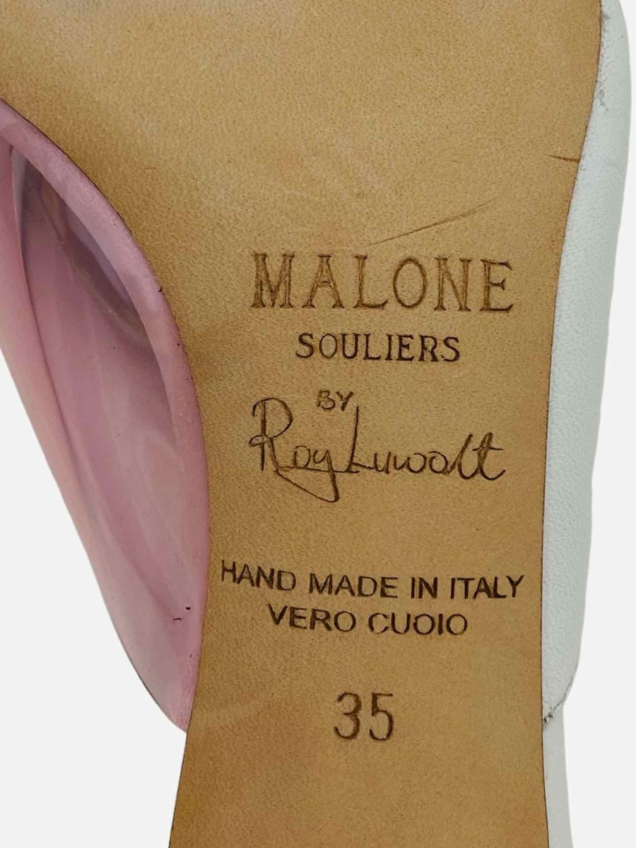 Pre-loved MALONE SOULIERS Kitten Heel White & Black Mules from Reems Closet