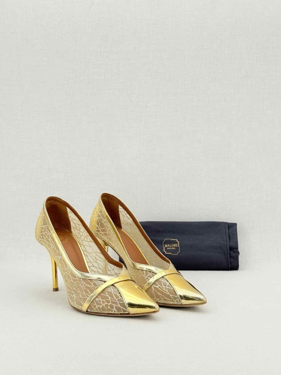 Pre - loved MALONE SOULIERS Metallic Gold Size EU 38.5 Pumps at Reems Closet