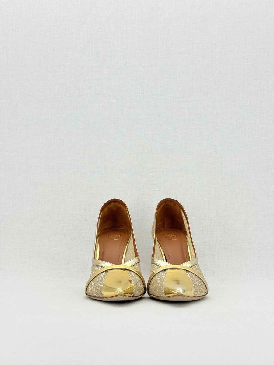 Pre - loved MALONE SOULIERS Metallic Gold Size EU 38.5 Pumps at Reems Closet
