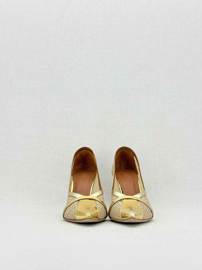 Pre - loved MALONE SOULIERS Metallic Gold Size EU 38.5 Pumps at Reems Closet