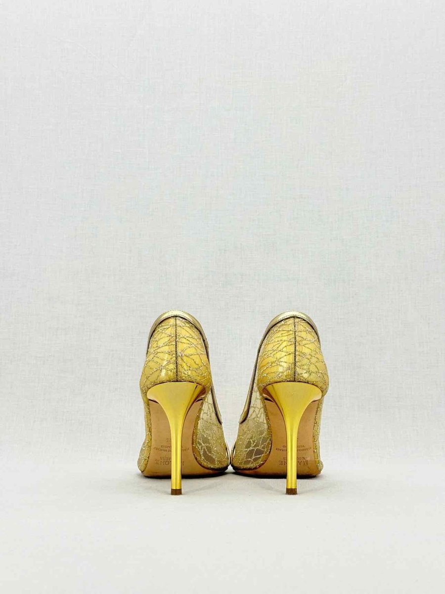 Pre - loved MALONE SOULIERS Metallic Gold Size EU 38.5 Pumps at Reems Closet