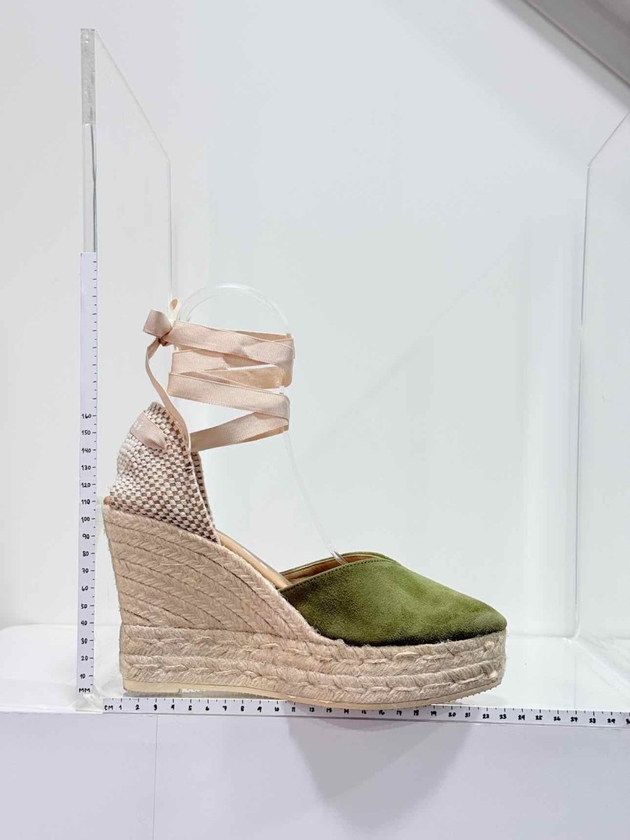 Pre-loved MANEBI Espadrille Green Size EU 39 Wedges at Reems Closet