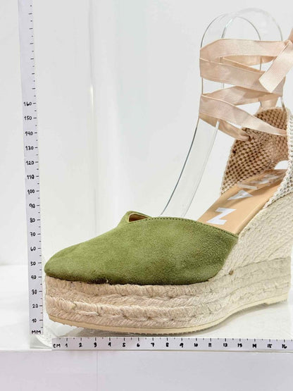 Pre-loved MANEBI Espadrille Green Size EU 39 Wedges at Reems Closet