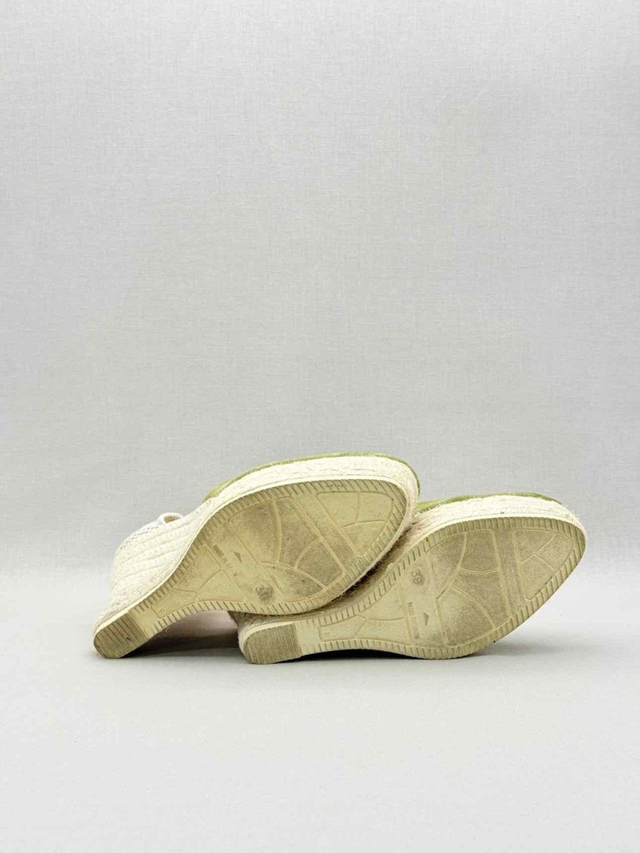 Pre-loved MANEBI Espadrille Green Size EU 39 Wedges at Reems Closet