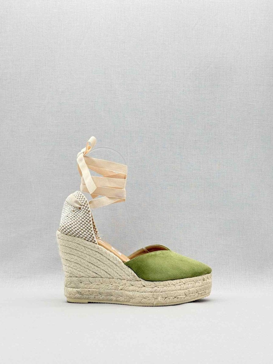 Pre-loved MANEBI Espadrille Green Size EU 39 Wedges at Reems Closet