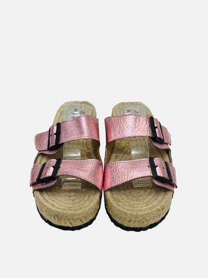Pre - loved MANEBI Espadrille Metallic Pink Size EU 39 Sandals at Reems Closet
