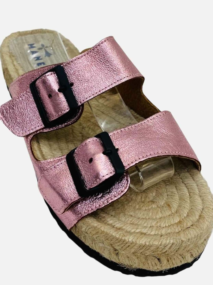 Pre - loved MANEBI Espadrille Metallic Pink Size EU 39 Sandals at Reems Closet