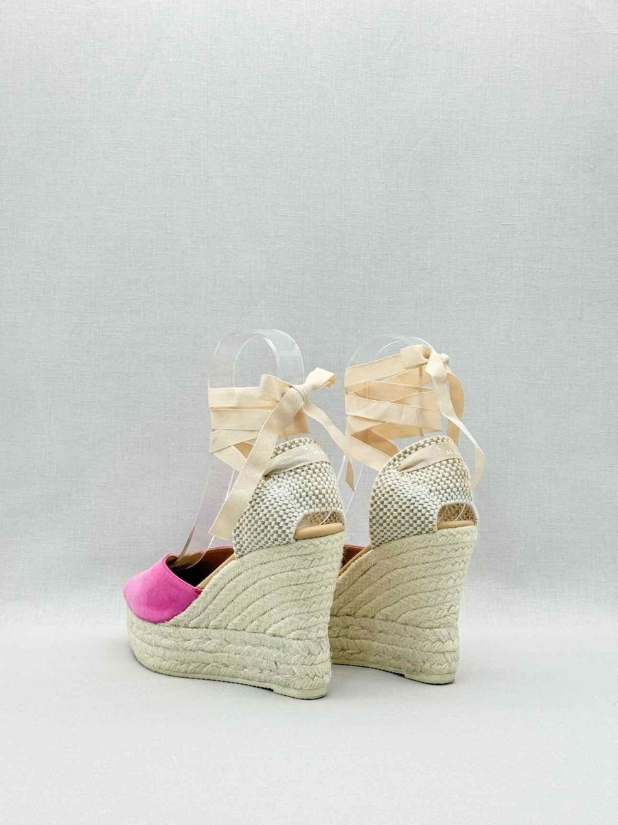 Pre-loved MANEBI Espadrille Pink Size EU 39 Wedges at Reems Closet