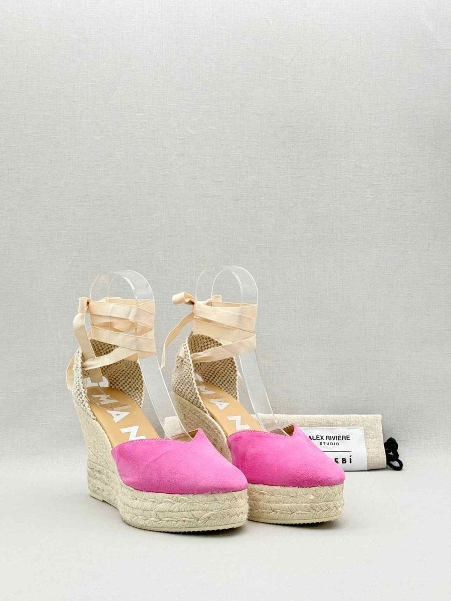 Pre-loved MANEBI Espadrille Pink Size EU 39 Wedges at Reems Closet
