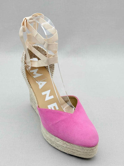 Pre-loved MANEBI Espadrille Pink Size EU 39 Wedges at Reems Closet