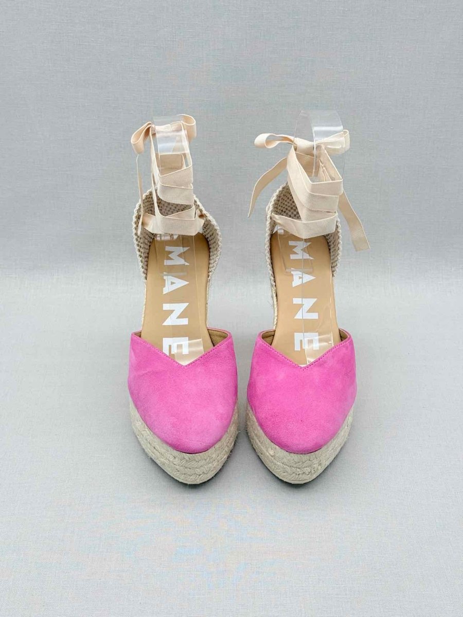 Pre-loved MANEBI Espadrille Pink Size EU 39 Wedges at Reems Closet