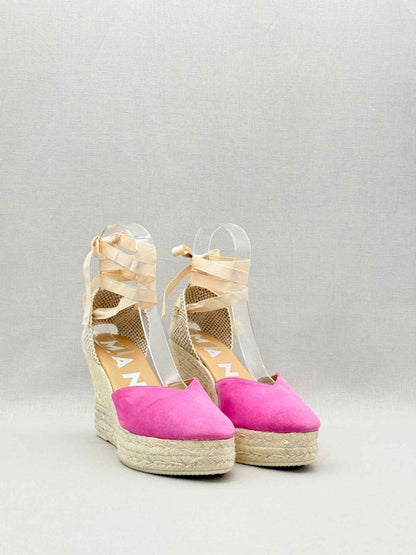 Pre-loved MANEBI Espadrille Pink Size EU 39 Wedges at Reems Closet