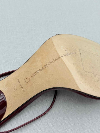 Pre-loved MANGO Burgundy Strappy Size EU 38 Heeled Sandals at Reems Closet