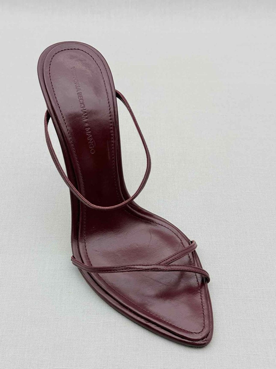 Pre-loved MANGO Burgundy Strappy Size EU 38 Heeled Sandals at Reems Closet