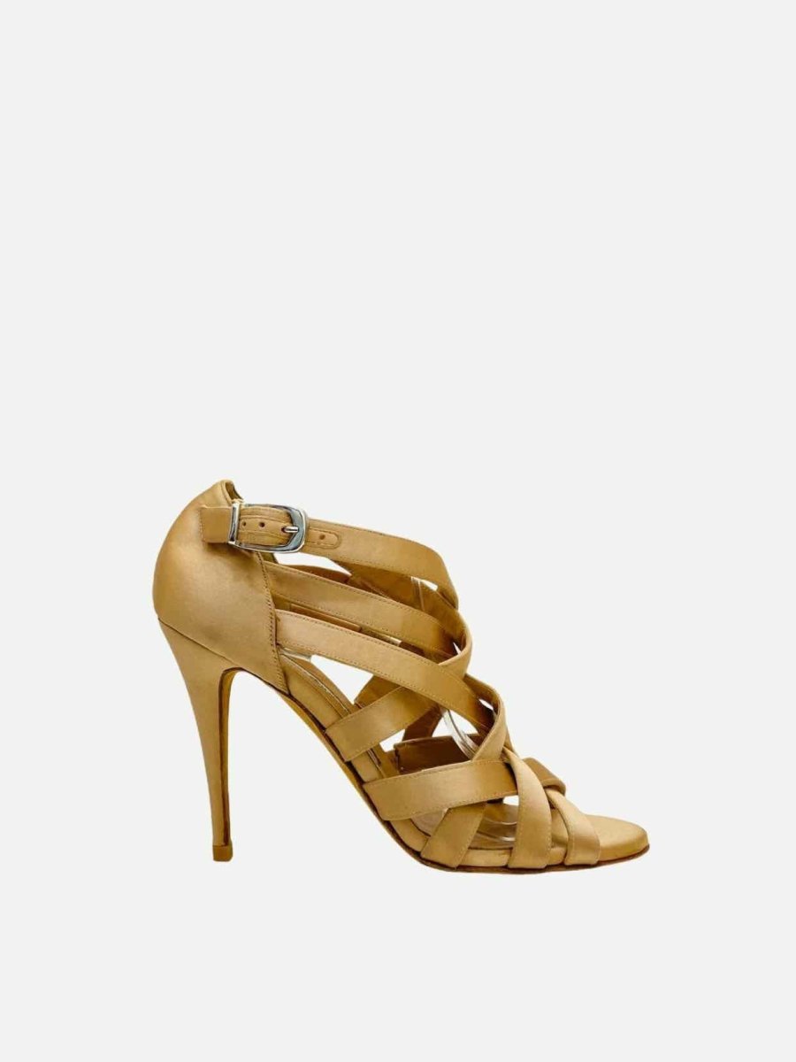 Pre - loved MANOLO BLAHNIK Beige Heeled Sandals 38 at Reems Closet