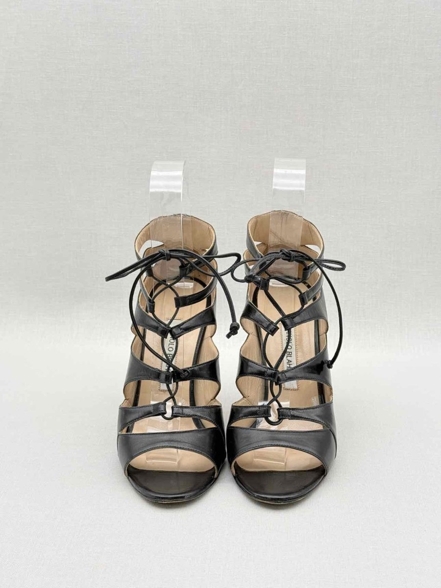 Pre - loved MANOLO BLAHNIK Black Size EU 38.5 Heeled Sandals at Reems Closet