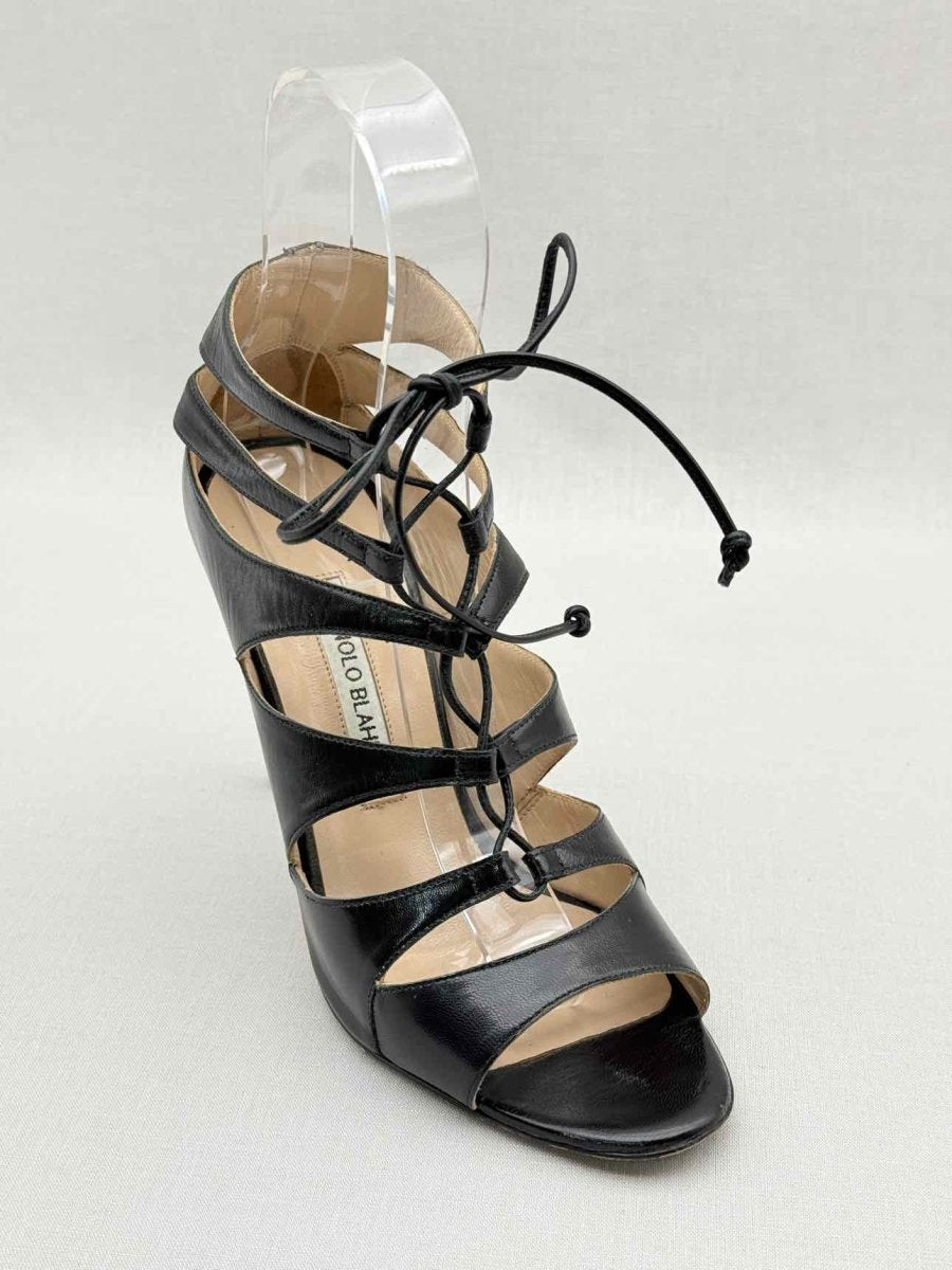 Pre - loved MANOLO BLAHNIK Black Size EU 38.5 Heeled Sandals at Reems Closet