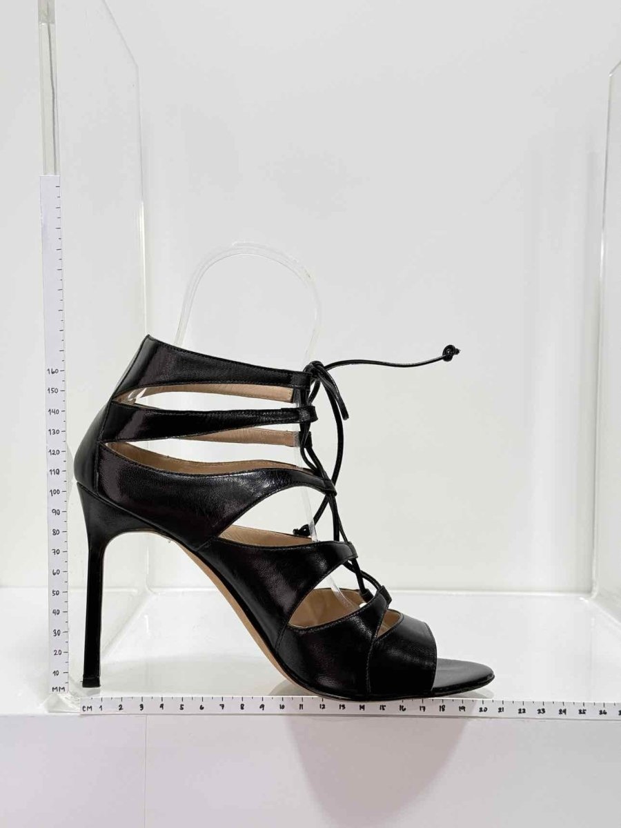 Pre - loved MANOLO BLAHNIK Black Size EU 38.5 Heeled Sandals at Reems Closet