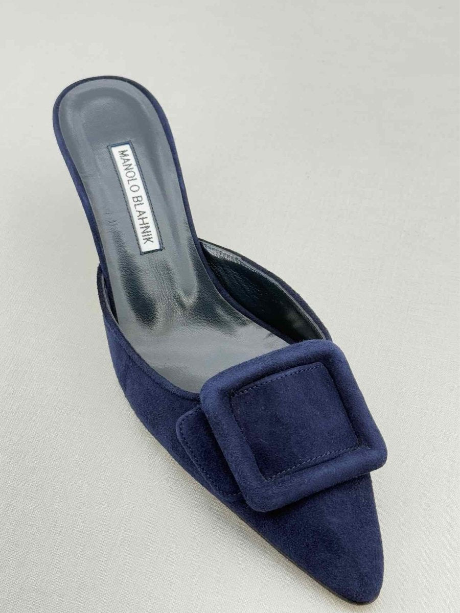 Pre - loved MANOLO BLAHNIK Blue Size EU 39 Mules at Reems Closet