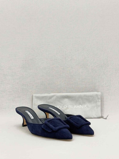 Pre - loved MANOLO BLAHNIK Blue Size EU 39 Mules at Reems Closet