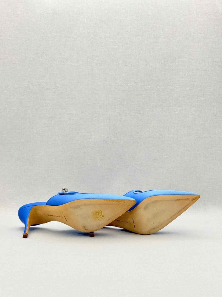 Pre-loved MANOLO BLAHNIK Camparimu Jewel 70 Blue Size EU 42 Mules at Reems Closet