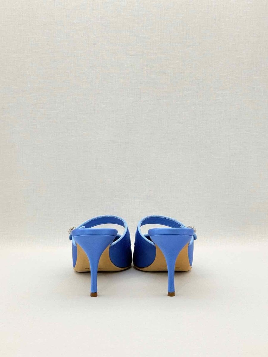 Pre-loved MANOLO BLAHNIK Camparimu Jewel 70 Blue Size EU 42 Mules at Reems Closet