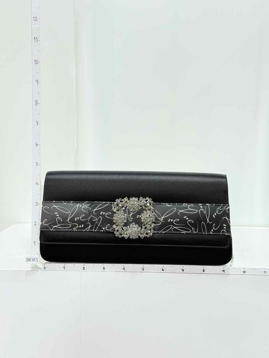 Pre - loved MANOLO BLAHNIK Envelope Black Clutch at Reems Closet