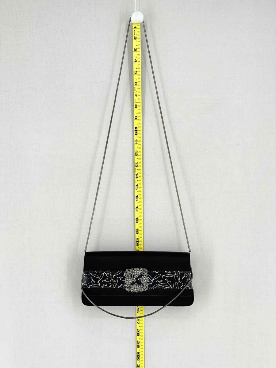 Pre - loved MANOLO BLAHNIK Envelope Black Clutch at Reems Closet