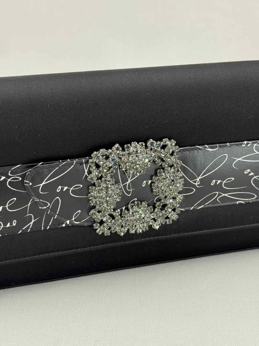 Pre - loved MANOLO BLAHNIK Envelope Black Clutch at Reems Closet