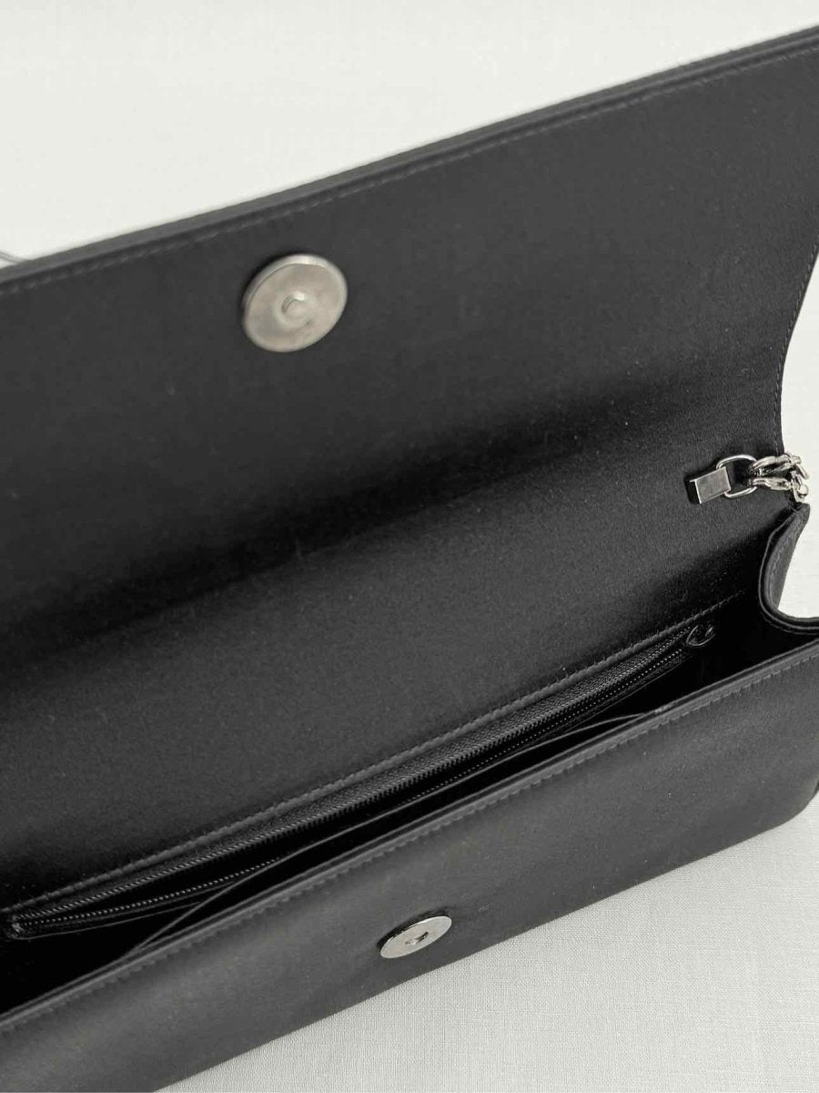 Pre - loved MANOLO BLAHNIK Envelope Black Clutch at Reems Closet