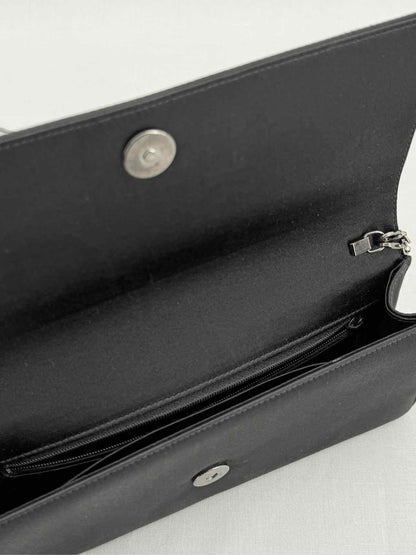 Pre - loved MANOLO BLAHNIK Envelope Black Clutch at Reems Closet