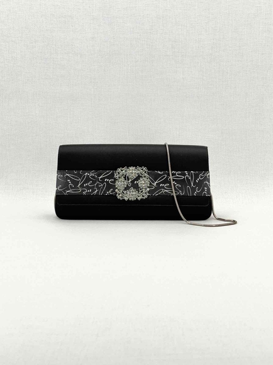Pre - loved MANOLO BLAHNIK Envelope Black Clutch at Reems Closet