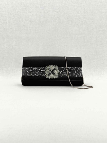 Pre - loved MANOLO BLAHNIK Envelope Black Clutch at Reems Closet